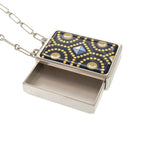 Hermes Boite A Reve Pendant Accessory Case Metal Silver Navy Necklace 1421 — view 6