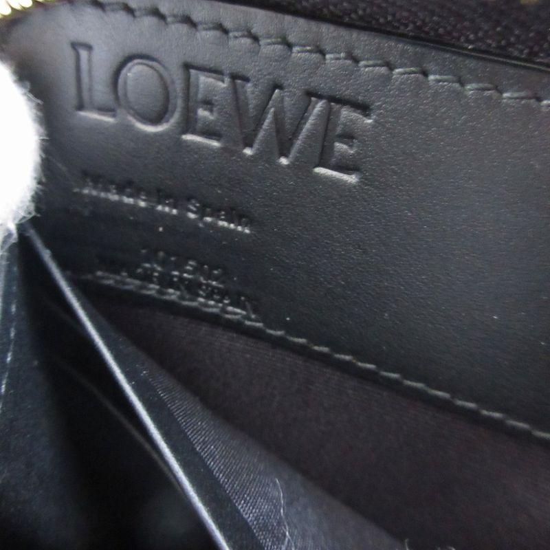 Loewe Amazona Canvas Leather Beige Black Round Zipper Long Wallet 0472 — view 6