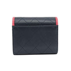 Chanel Trifold Wallet Quilted Bicolor Navy Pink Lambskin — view 2