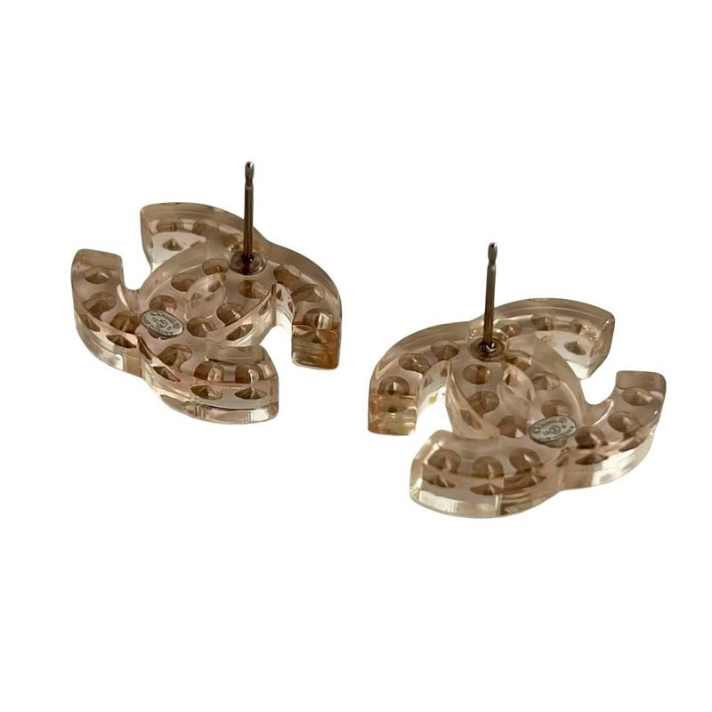 Chanel Coco Mark Plastic Rhinestone Earrings 18S — view 6