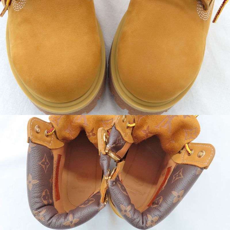 Louis Vuitton Timberland Ankle Boots 1 Ad750 9.5 Monogram Beige Nubuck — view 6