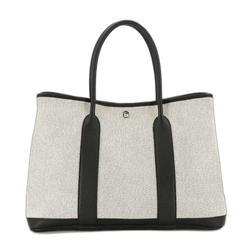 Hermes Garden Party 36 PM Tote Twill Ash Negonda Ecru Black Main Item: Ecru X