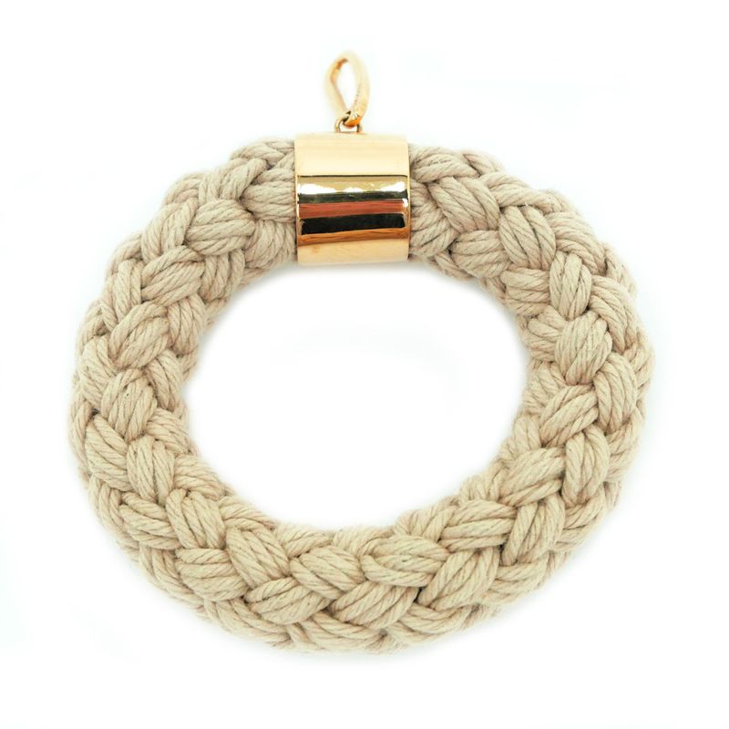 Celine Pendant Top Scrunchie Beige Gold Hardware Plated Accessory — view 5