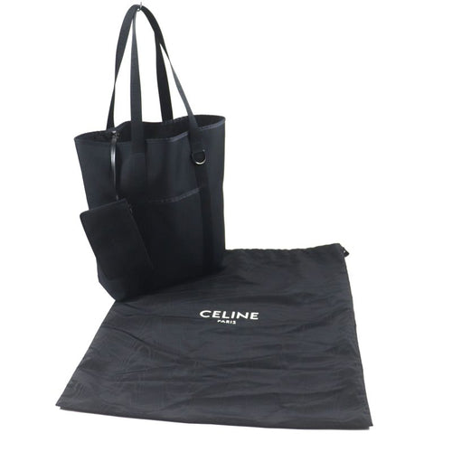 Celine 11008 Trekking Vertical Cabas Nylon Tote Bag With Logo Pouch Black — view 2
