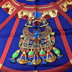 Hermes Scarf Carre 90 Silk Purple Bellflower Red Casy Scarab Pattern — view 3