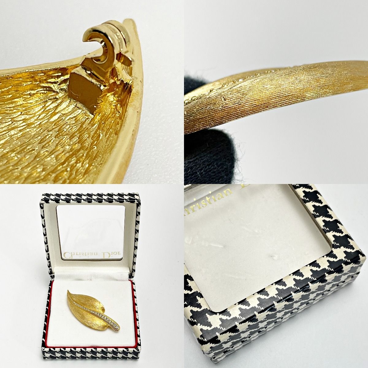 Christian Dior Leaf Motif Brooch Gold GP Accessories Box — view 7