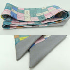 Hermes Twilly Bolduc Check Scarf Gray Multicolor 100% Silk — view 9