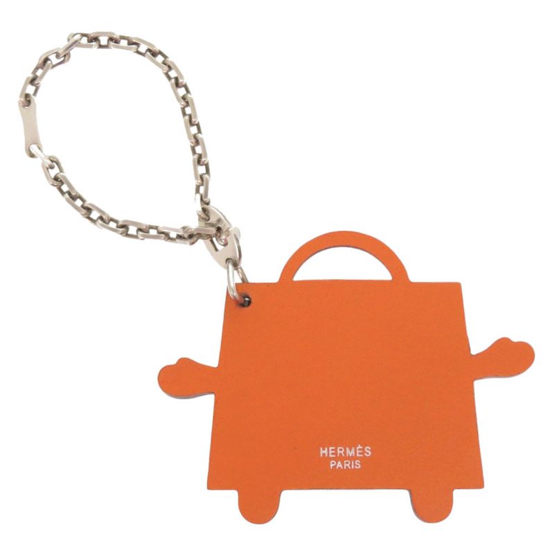 Hermes Kerry Doll Vota Delacto Silver 925 Orange Key Holder Charm 0937 — view 2