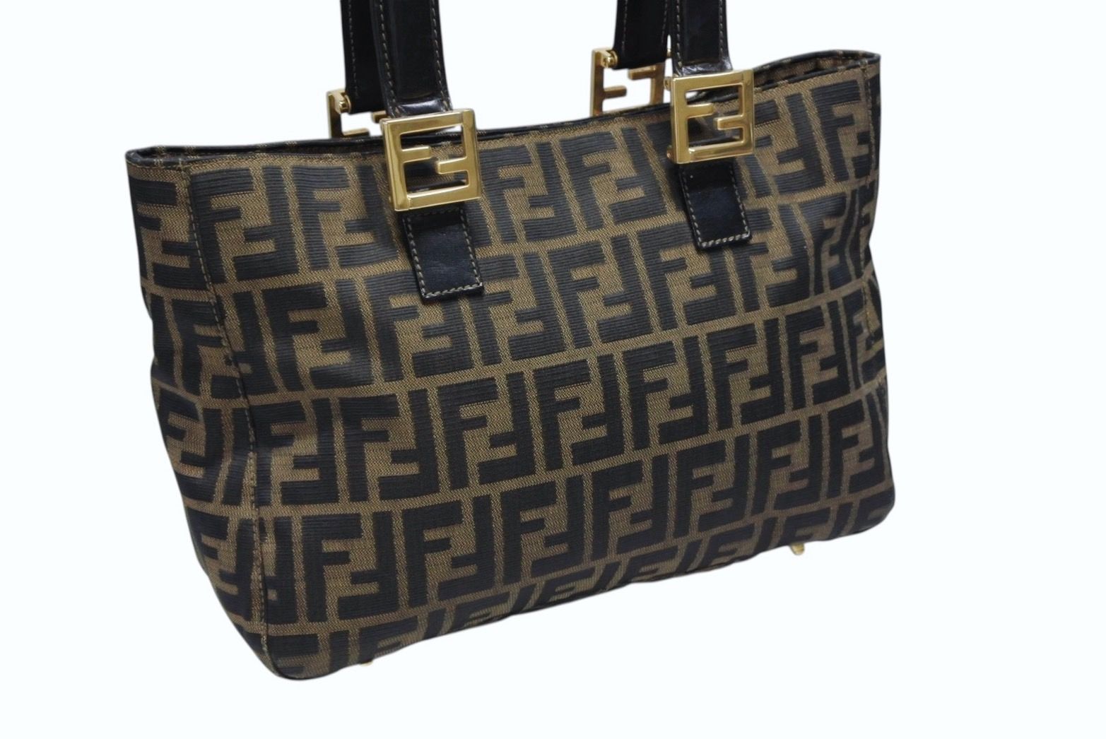 Fendi Tote Bag Zucca Pattern Canvas Brown Gold — view 4