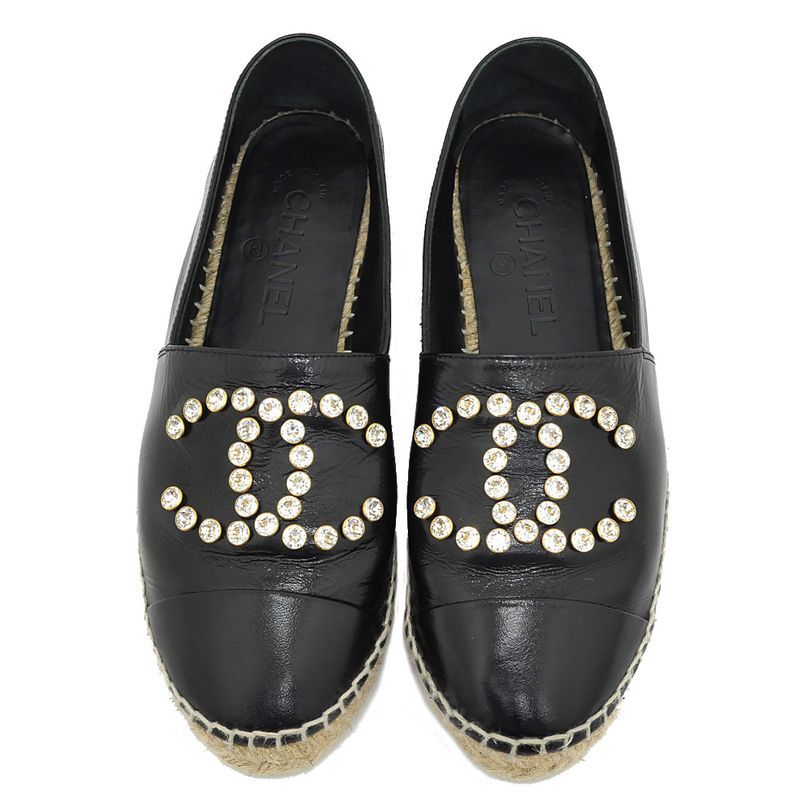 Chanel Espadrilles Coco Mark Bijoux Black Patent Leather 20 C 37 — view 3