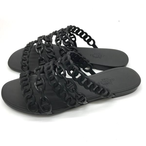 Hermes Rivage Chaine D'ancre Rubber Sandals Black 35 — view 5