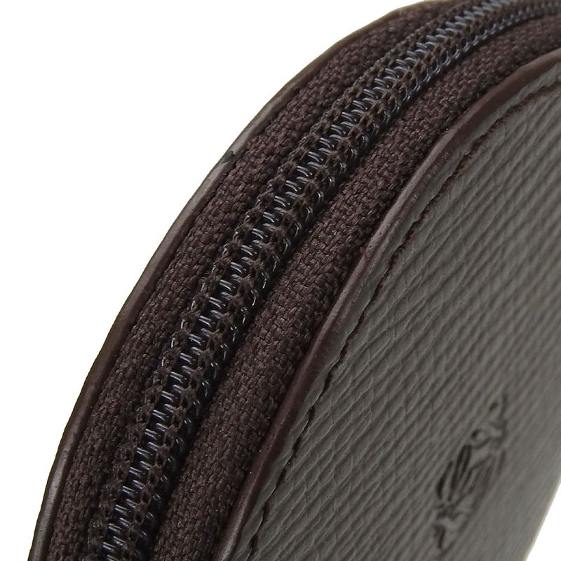 Loewe Coin Case Leather Brown Silver Hardware Anagram Small Round — view 4