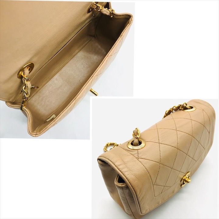 Chanel Diana Quilted Lambskin CC Logo Shoulder Bag Beige — view 8