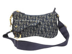 Dior Saddle Shoulder Bag Navy Trotter Pattern Galliano