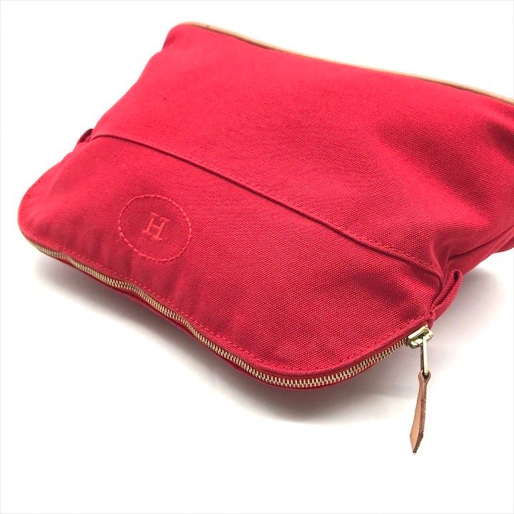 Hermes Bolide 25 Cotton Pouch Case Cosmetic Red — view 6