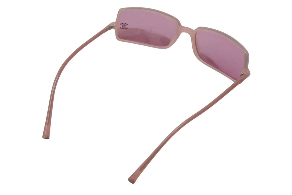 Chanel CC Logo Rhinestone Square Sunglasses Pink Acetate Eyewear — view 7
