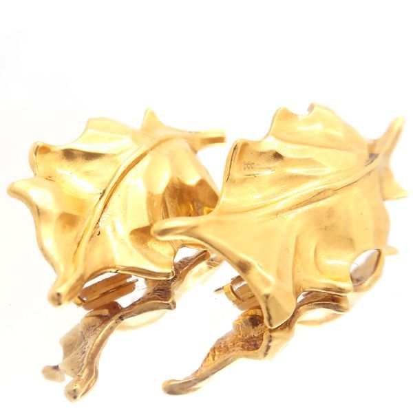 Yves Saint Laurent Earrings GP Leaf Motif Vintage — view 5