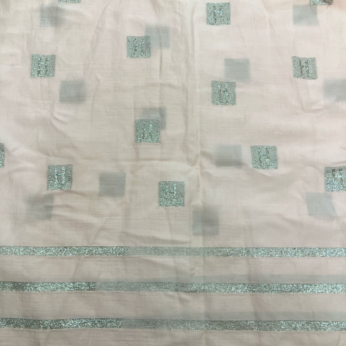 Hermes H Logo Shawl Large Lame Light Pink — view 7