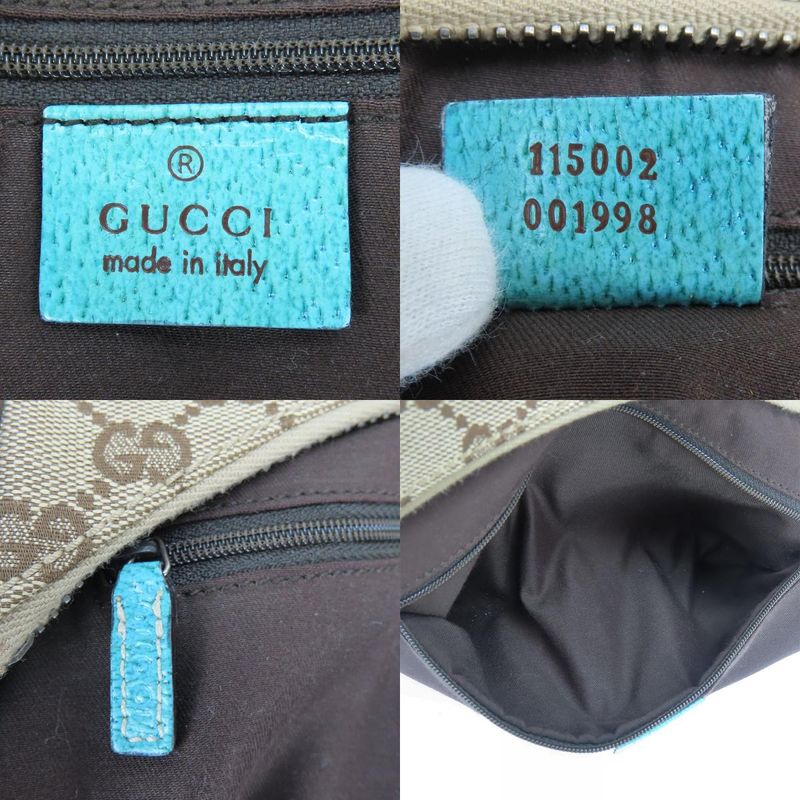 Gucci Shoulder Bag GG Canvas Leather Beige Blue Silver Hardware — view 8