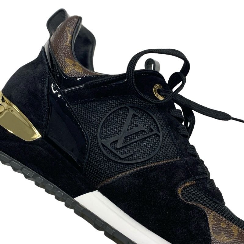 Louis Vuitton Run Away Line Monogram Sneakers Shoes Fabric Suede Leather Black — view 9