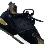 Louis Vuitton Run Away Line Monogram Sneakers Shoes Fabric Suede Leather Black — view 9