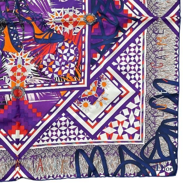 Christian Dior Stole Shawl Scarf Accessories Small Silk Pattern Purple Multicolo — view 4