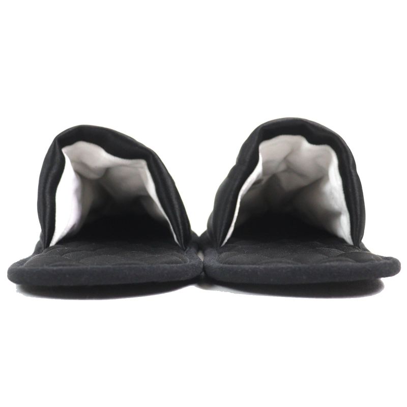 Louis Vuitton Sweet Line Logo Embroidery Satin Slippers Room Shoes Black — view 6