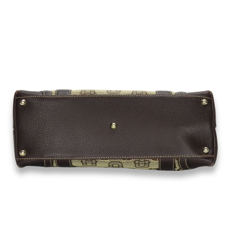 Gucci Handbag Horsebit Canvas Leather Beige Brown Gold Hardware Casual — view 4