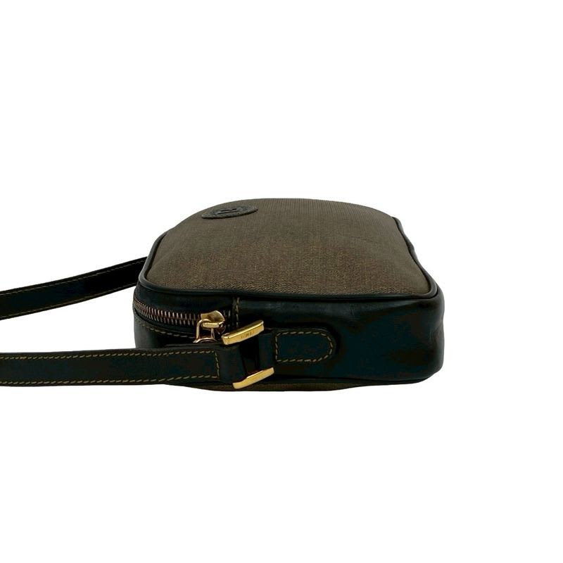 Fendi Vintage FF Logo Motif Leather Mini Shoulder Bag Pochette Sacoche Brown — view 6