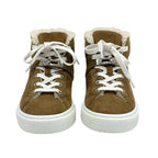 Hermes Daydream Sneakers Shoes Suede Shearling Brown Silver High Cut — view 2