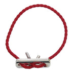 Hermes Leather 925 Silver Red Bracelet 0093 — view 5