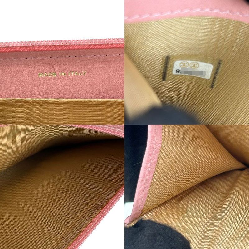Chanel Round Zipper Long Wallet Caviar Leather 9 th Coco Mark — view 8
