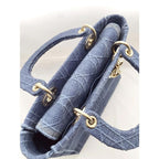 Dior Cannage Lady D-Lite Medium Bag Denim Navy Bu — view 6