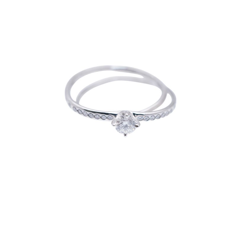 Hermes Vertige Coeur Diamond 030 CT 18K White Gold 50 Ring 750 WG Togo — view 4
