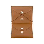 Hermes Card Case Coin Calvi Duo Engraved B Gold Brown Silver Hardware — view 6