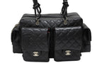 Chanel Cambon Line Multi Pocket Boston Bag Calfskin Black Pink — view 2