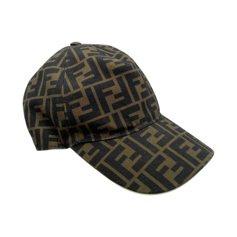 Fendi Hat FF Jacquard Baseball Cap Fxq768 A660 Logo Brown — view 2