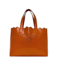 Prada Tote Orange Cut Logo Leather Casual Light