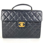 Chanel Business Bag CC Logo Quilted Quilting Caviar Leather