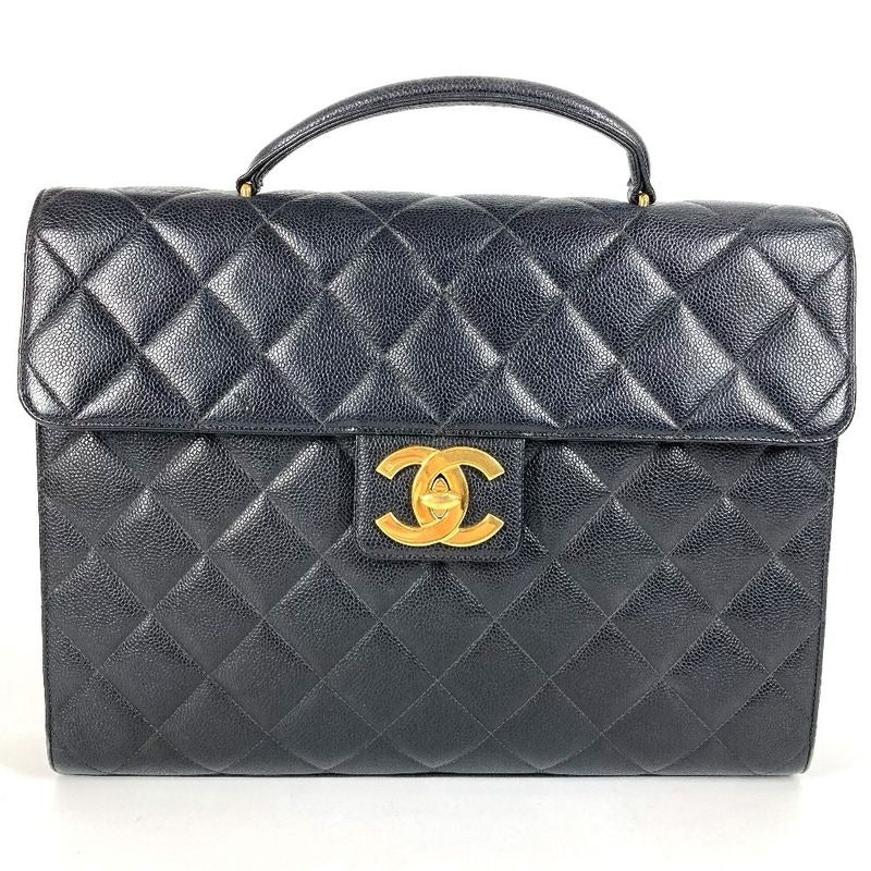Chanel Business Bag CC Logo Quilted Quilting Caviar Leather