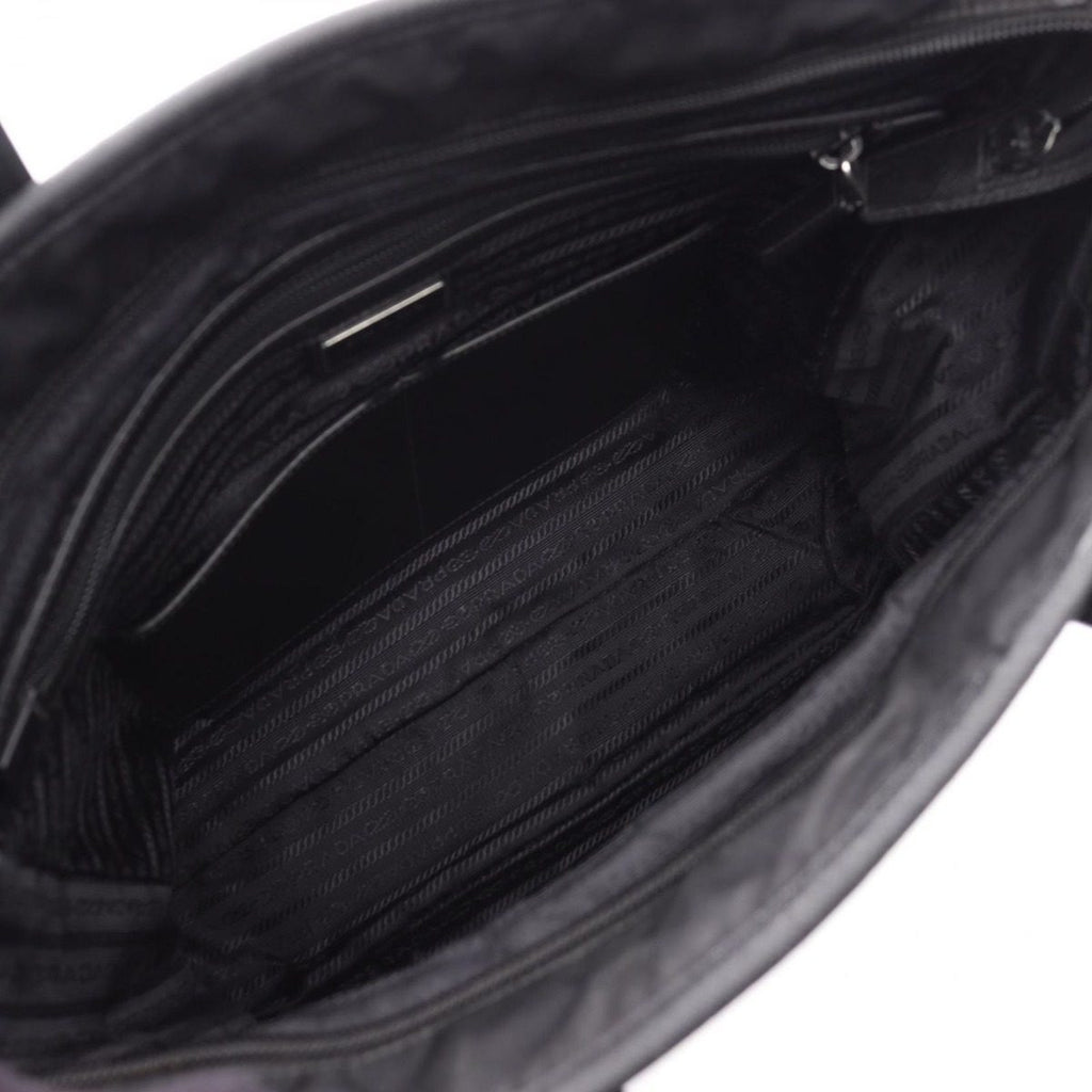 Prada Handbag Black Nylon Saffiano Leather to Line Guru Logo 2-Way Shoulder — view 3