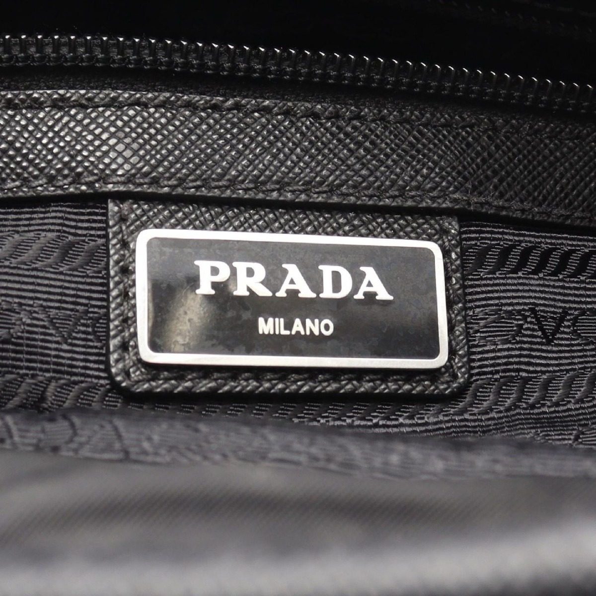 Prada Handbag Black Nylon Saffiano Leather to Line Guru Logo 2-Way Shoulder — view 4
