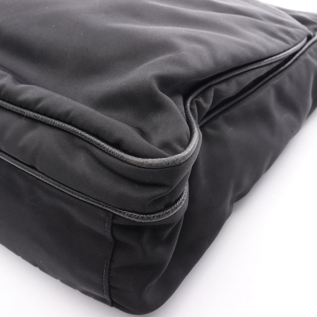 Prada Handbag Black Nylon Saffiano Leather to Line Guru Logo 2-Way Shoulder — view 5