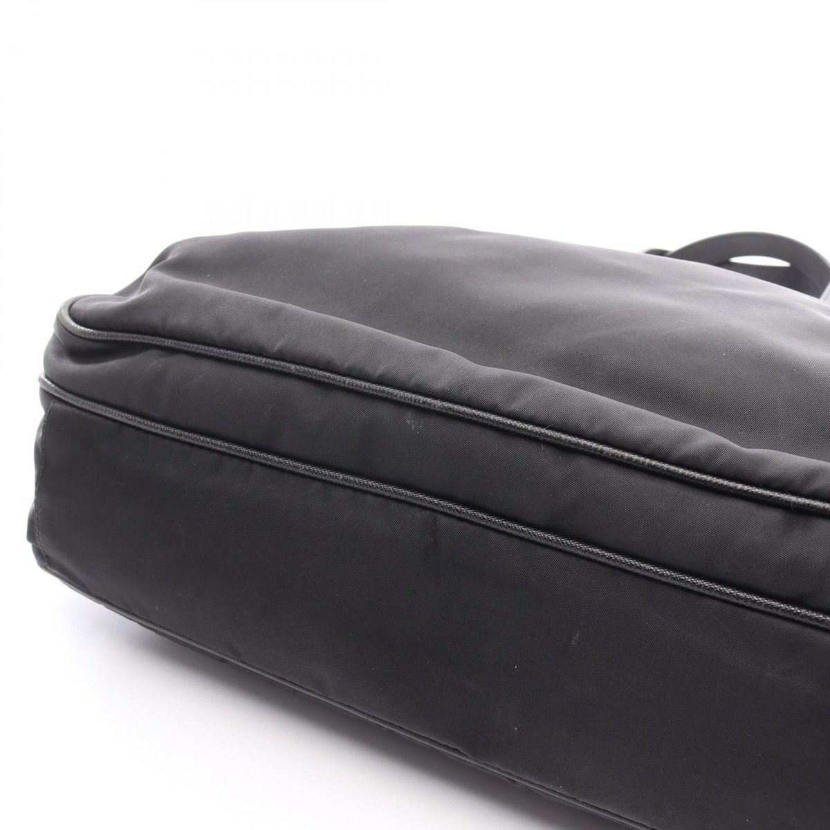 Prada Handbag Black Nylon Saffiano Leather to Line Guru Logo 2-Way Shoulder — view 6