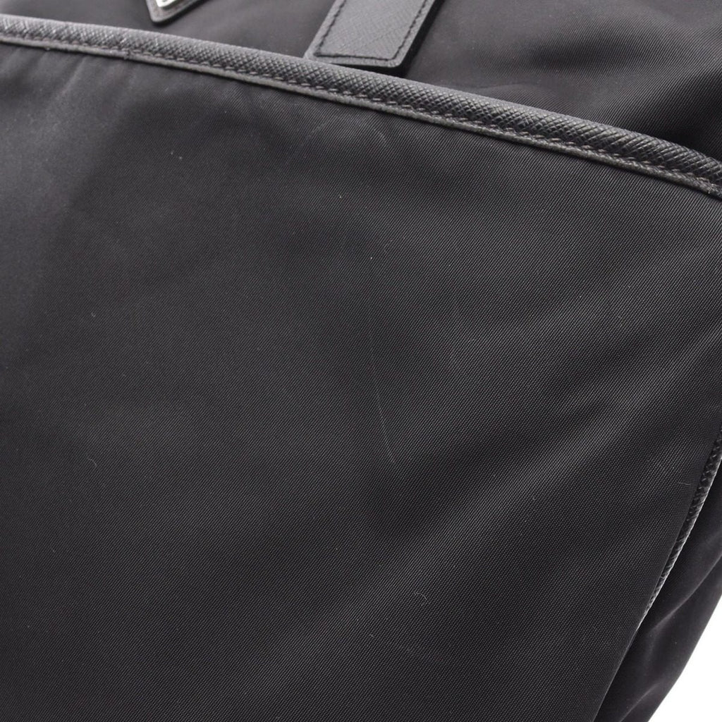 Prada Handbag Black Nylon Saffiano Leather to Line Guru Logo 2-Way Shoulder — view 7