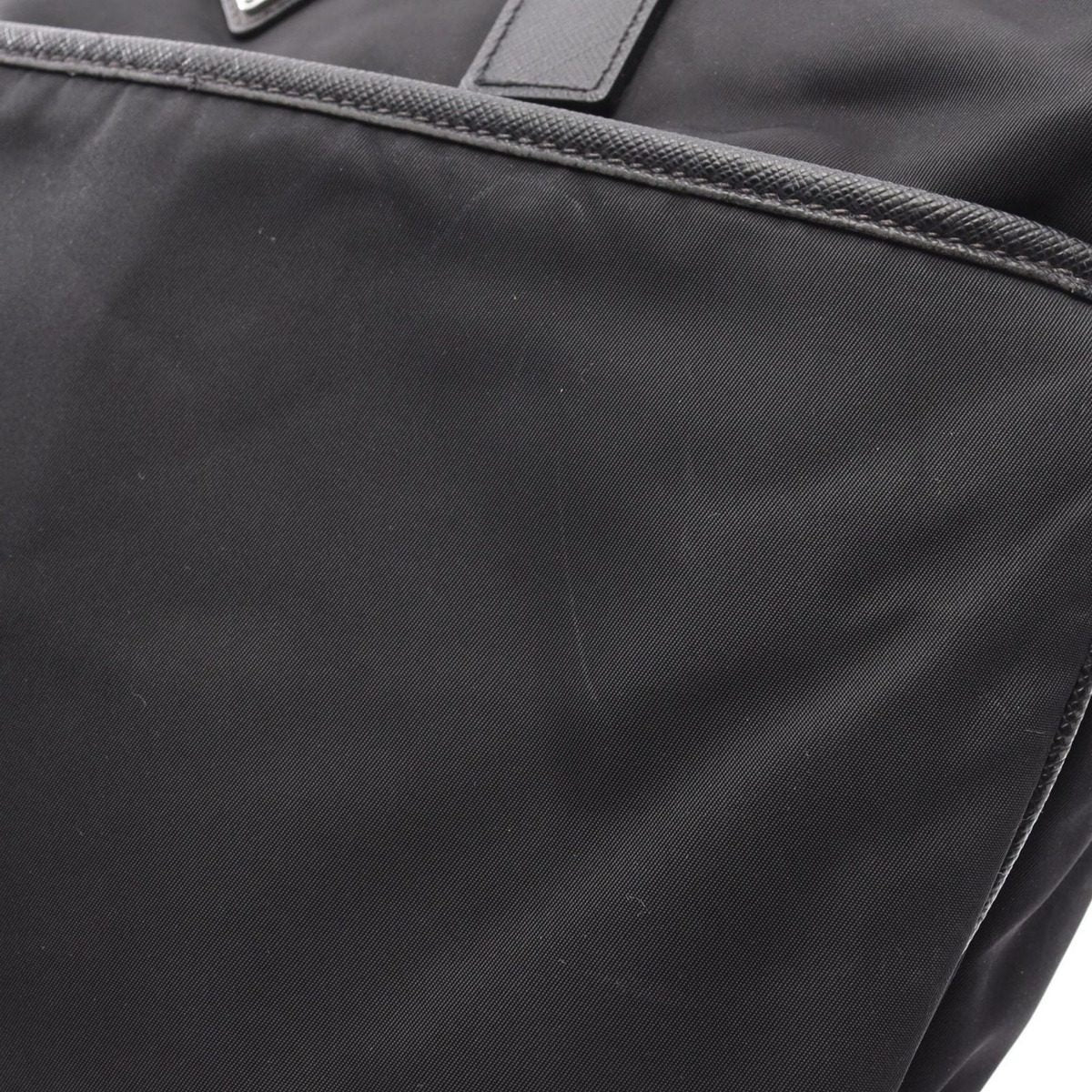 Prada Handbag Black Nylon Saffiano Leather to Line Guru Logo 2-Way Shoulder — view 7