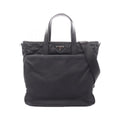 Prada Handbag Black Nylon Saffiano Leather to Line Guru Logo 2-Way Shoulder