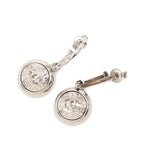 Chanel CC Logo Earrings Silver Metal
