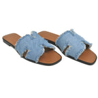 Hermes Oran Sandals 38 Denim Leather Shoes — view 2