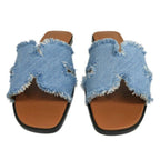 Hermes Oran Sandals 38 Denim Leather Shoes — view 3